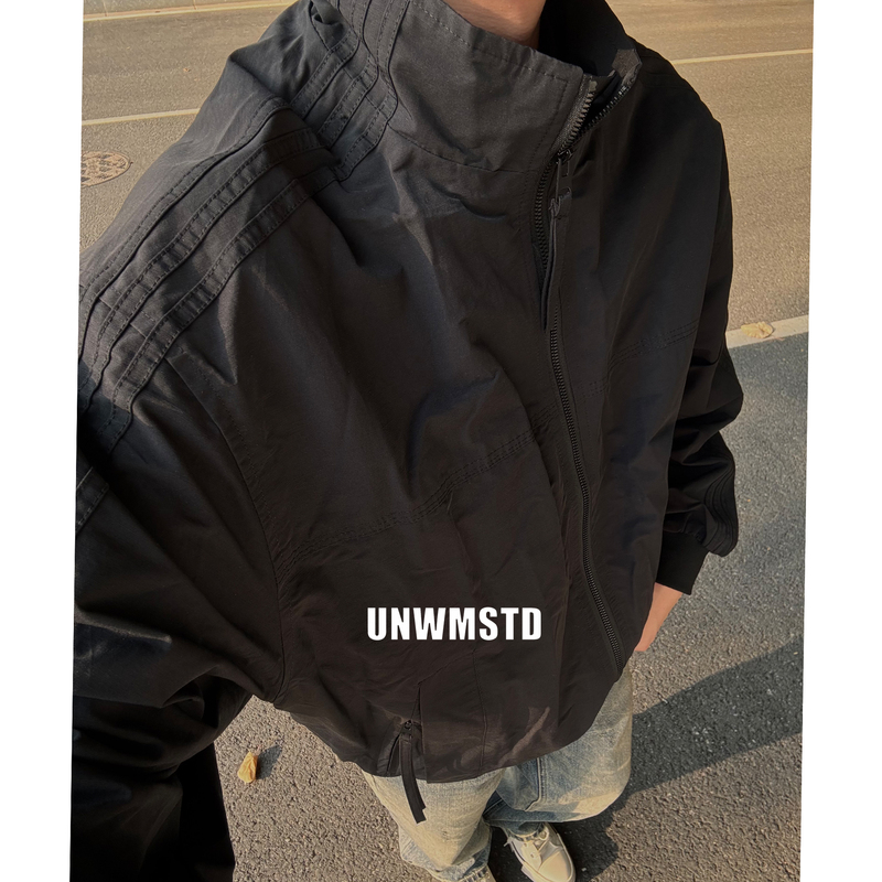 [Spring New Arrivals] Unwm New Product Stand Collar Zipper Simple Style Silhouette Black Commuting Thin Jacket for Men