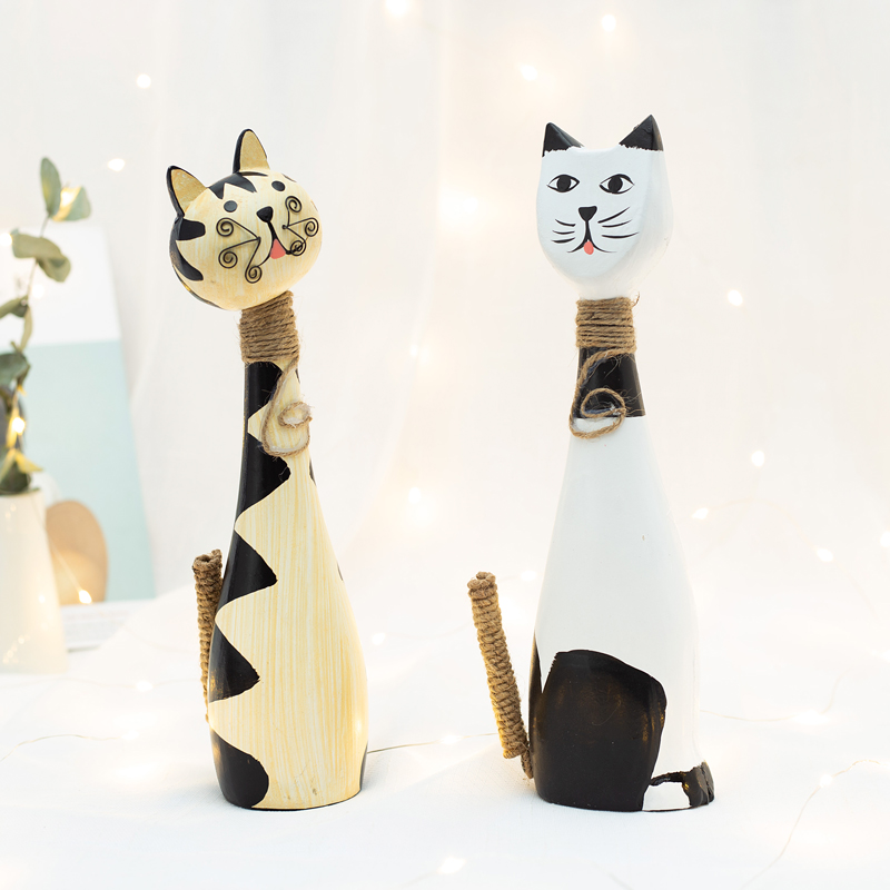 Nordic Animal Woody Kitty Creative Craft Gift Pendulum accessories Home Decorative Living Room Pendulum lovers gift furnishing New products