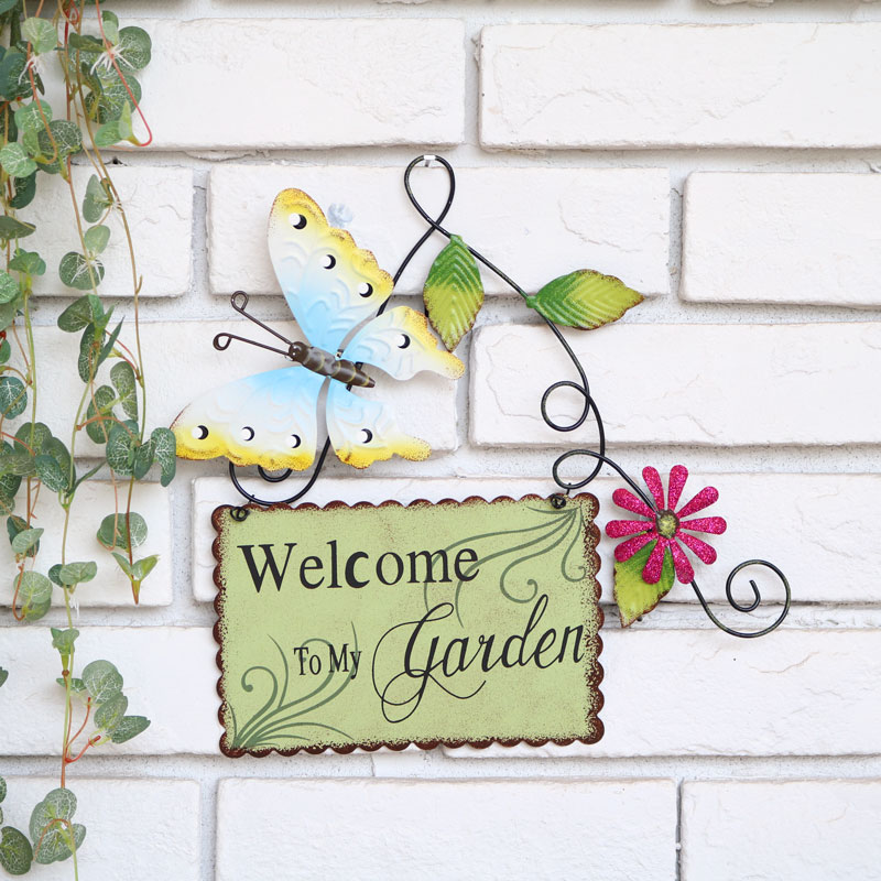 Creative Fields Garden Iron Art Welcome To The Cards Business Card Pendant Coffee Shop Wall Wall Decoration Outdoor Doing Old Listings