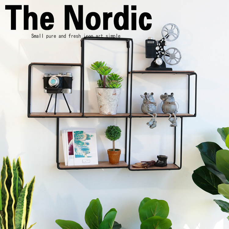 Jimmy home decoration Simple Wrought iron shelf Home partition wall Room storage decoration Shop wall decoration Wall decoration