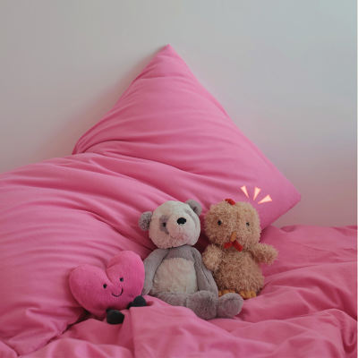 < Pink Series > Soft and glutinous steamed buns, solid color knitted cotton, dreamy girl, Indian cotton bed sheets, bedsheets, quilt covers, pillowcases