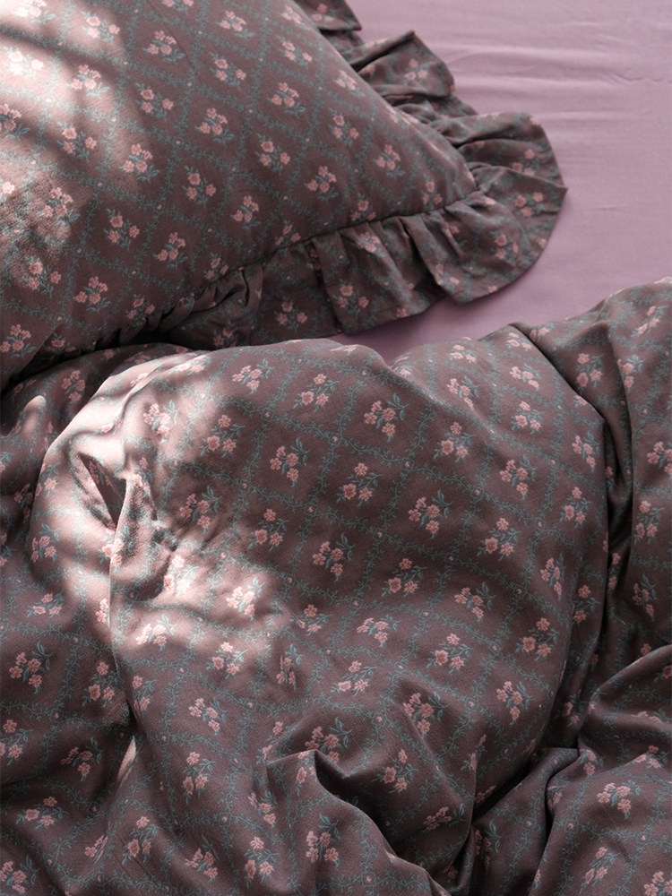 Talking plum ice American Maillard color series pure cotton double layer yarn soft glutinous pro skin-care Quilt Cover Bed three-four pieces-Taobao