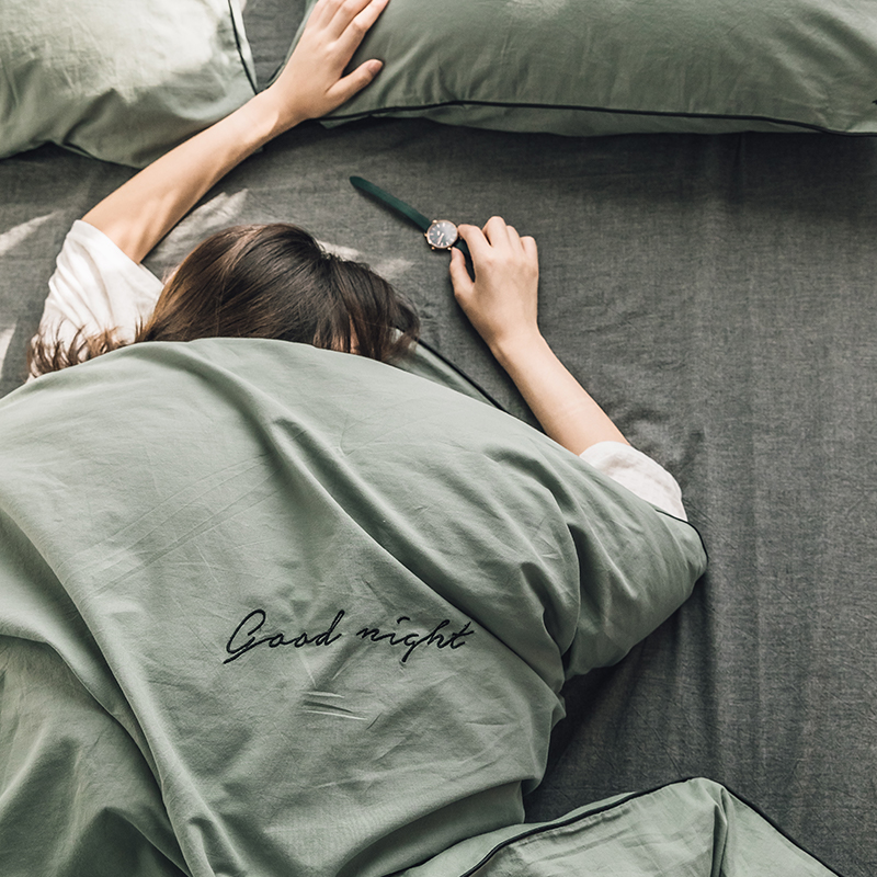 Nordic 32 washed cotton dry Sweat Pure Cotton Four Pieces Full Cotton Kit Bed Linen Bed with bedding