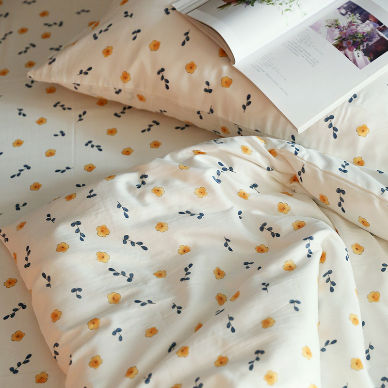 The Xiaomi steamed bun is a little more A little orange blossom-quilt cover) Supplies quilt cover on pure cotton double layer yarn Han style broken flower bed