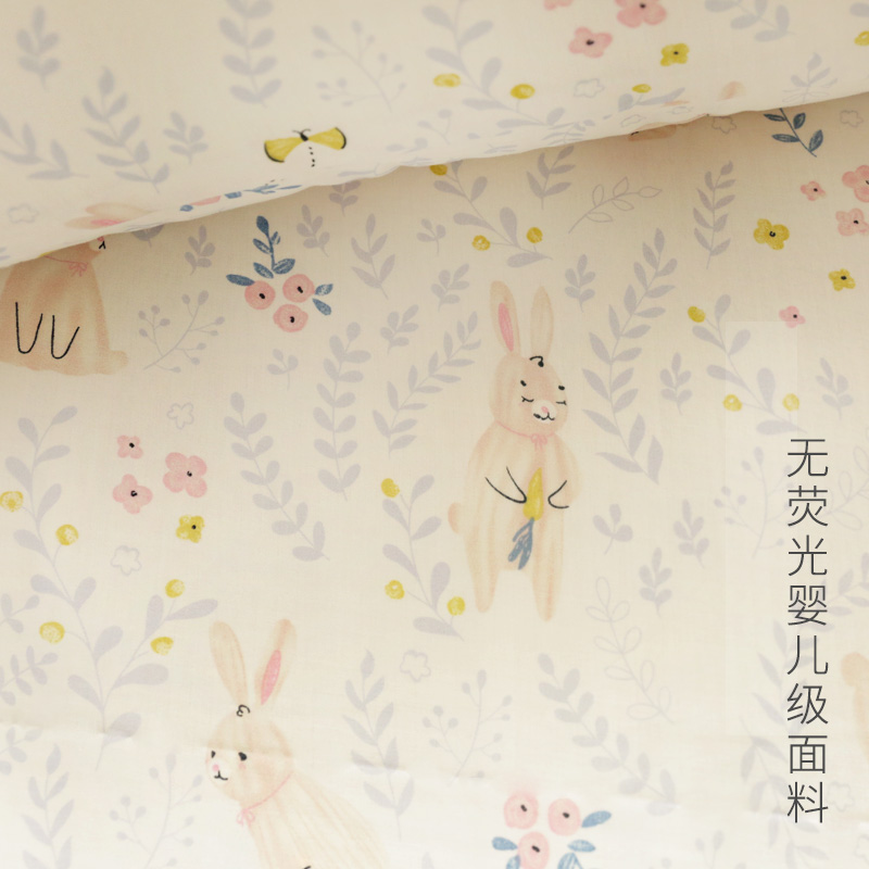 Millet buns pastoral plants and flowers single-piece bed sheets, leaves, rabbits, pure cotton, double-layer gauze bedding