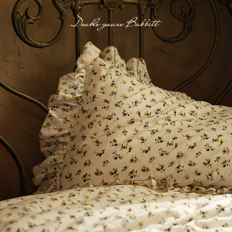 The Babette) in the first The bread of the steamed bun) Pure cotton double layer yarn crushed flower three-four pieces style retro lace girl kit