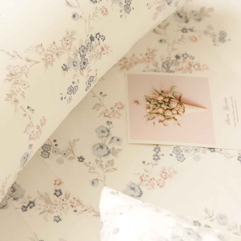 Spring Bed meritocracy Elegant Crushed Flower Bed Linen Bed Hat Cactus Pure Cotton All-cotton Pillowcase Bedding