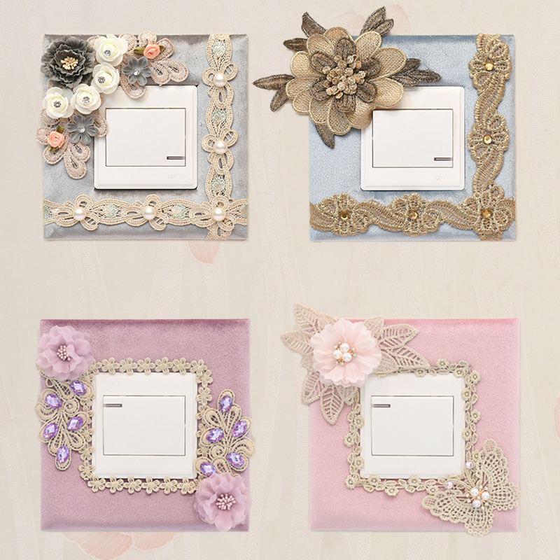 European-style non-adhesive washable fabric switch frame set 86 type wall socket buckle-type dust-proof decorative switch sticker