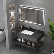 Double-layer slate wall-mounted washbasin customizable bathroom cabinet combination washbasin household marble washbasin