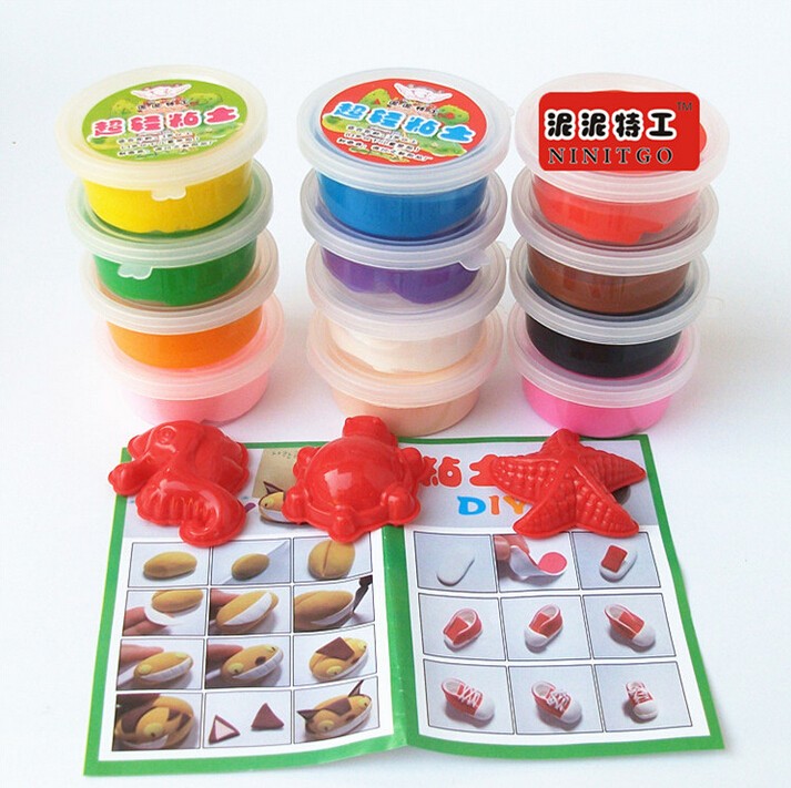 Siêu nhẹ đất sét 24 màu trẻ em plasticine không độc hại màu đất sét phù hợp với không gian đất sét mềm gốm 36 màu 12 màu đồ chơi