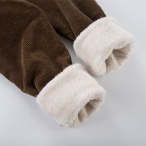 Lamp core suede pants female winter tightness high waist loose large code plus suede thickened straight cylinder casual pants Harun velvet long pants