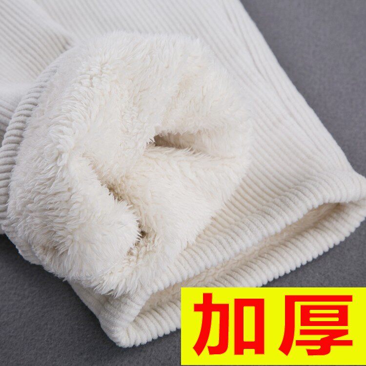 White Light Core Suede Pants Woman Winter Plus Suede Thickening Tightness High Waist Warm Loose Casual Bar Suede Kharenroin Long Pants