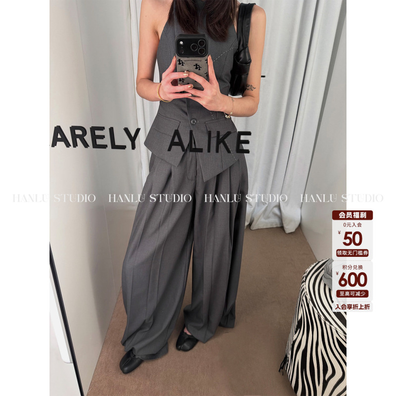 Hanlu Studio Brand Original Niche Deconstructed Style Simple Long Pants with Cuffed Design Lantern Balloon Pants Hanlu Studio Brand Original Niche Deconstructed Style Simple Long Pants with Cuffed Design Lantern Balloon Pants