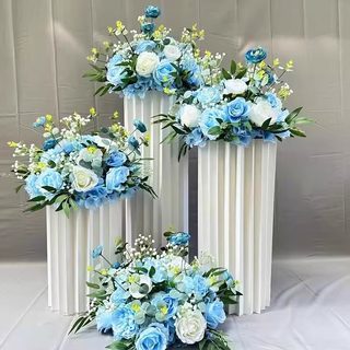 Exhibition hall floral art simulation flower roman column floral arrangement