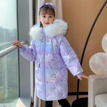 2021 new childrens down jacket girls in the long section of the childrens parent-child winter thick disposable coat foreign style
