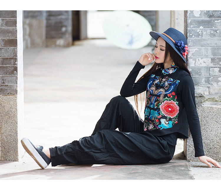 2018 mùa thu mới Yang Liping gió quốc gia nữ công nghiệp nặng thêu hoa vest cổ áo cổ áo vest áo vest nữ hàng hiệu