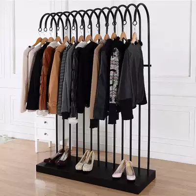 Vintage Wrought iron creative clothing store hanger display rack Women's store shop hanging clothes rack Floor-to-ceiling