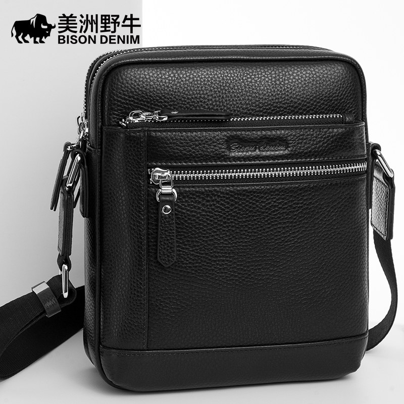 Americas Wild Bull Genuine Leather Men's Bag Single Shoulder Bag Han Edition Business Casual Head Layer Bull Leather Men's Bag Sloped Satchel Bag