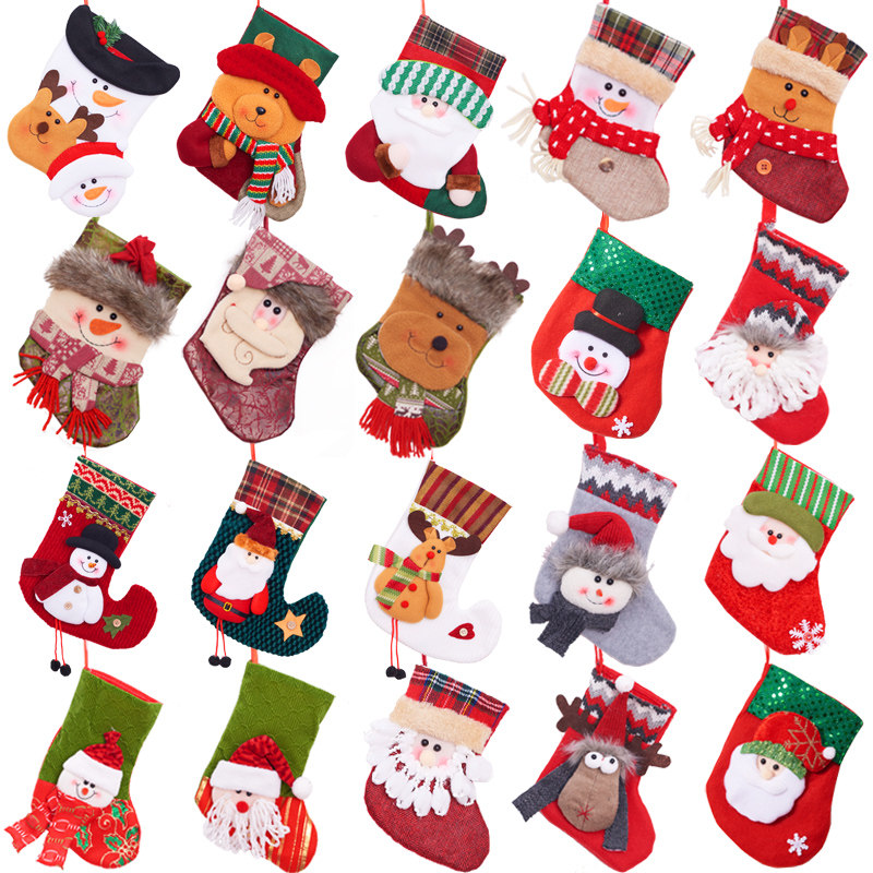 Christmas socks gift bag Christmas gift for the elderly Christmas bag Socks Christmas tree hanging medium Christmas decorations