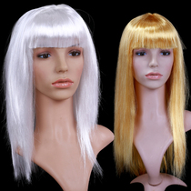 Halloween wig props makeup prom dress cosplay emulation wig S26 silver gold long straight hair