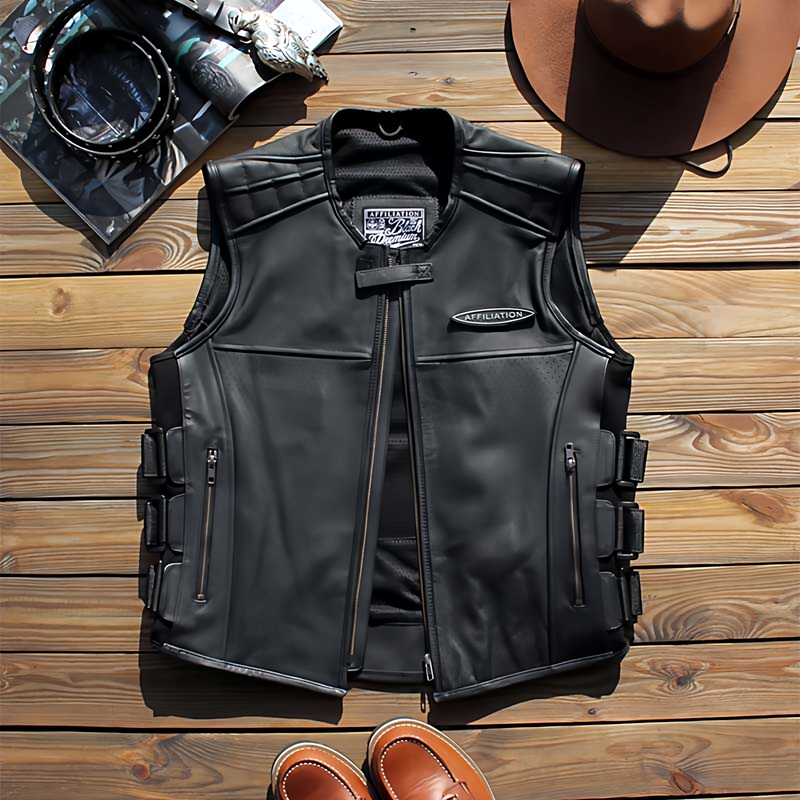 New Genuine Leather Motorcycle Vest, First-Layer Cowhide, American-Style Harley Heavy Bike Riding Vest, Team Club Small Jacket
