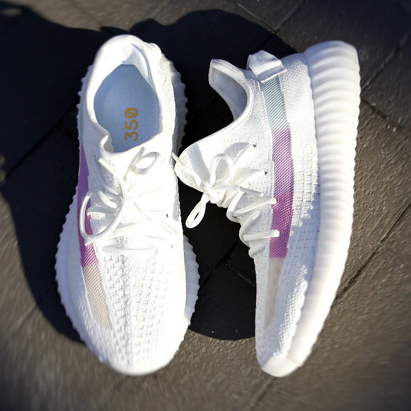 350 Pure White Rainbow Chameleon Summer Hot-Selling Soft Sole White Ice Cream Sports Breathable Coconut Shoes Men's Shoes Women's Shoes