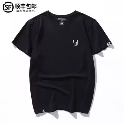 Tide brand big size men's short sleeve T-shirt dog head print fat simple Joker casual Korean T-shirt loose top