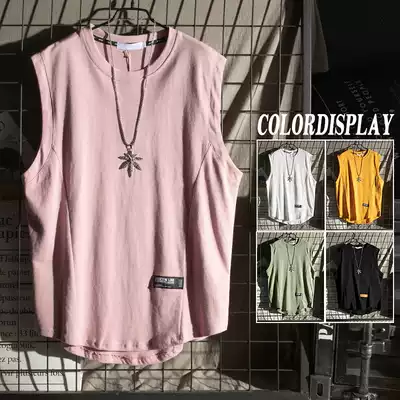 Tide brand vest men summer solid color sports outer wear sleeveless T-shirt personality trend ins wild hip hop loose shoulder
