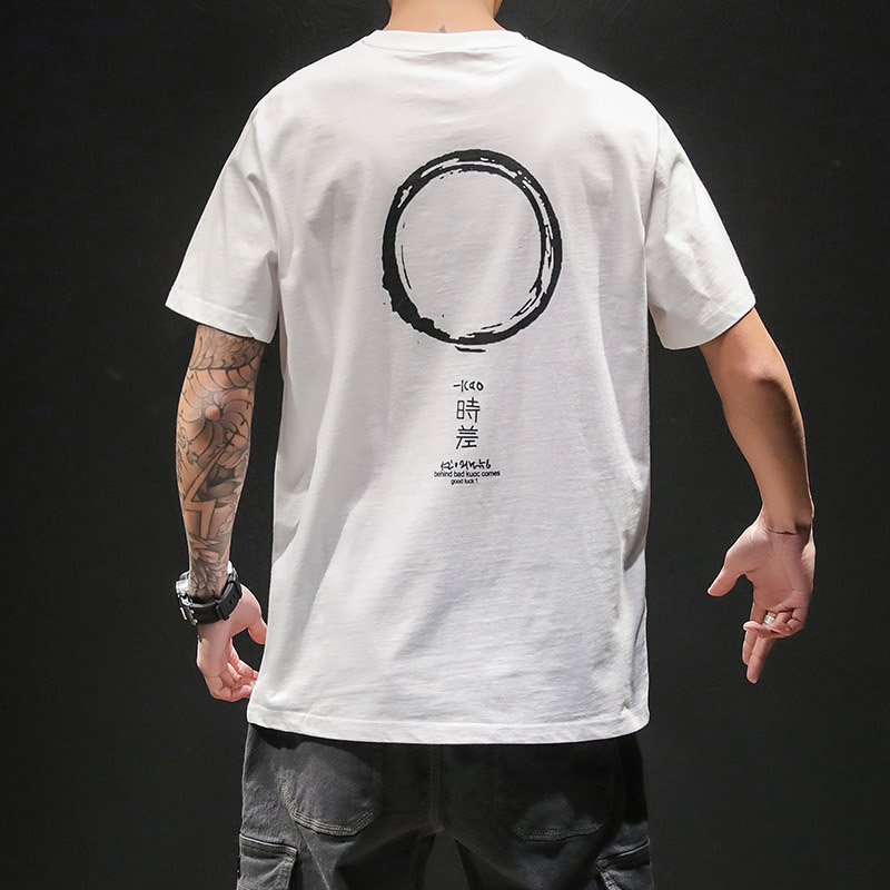 Tide Card Summer Short Sleeve T-shirt Men's Day Ensemble Letters Printed Trends Ins 100 Hitch Fat Up and Loose Half Sleeves