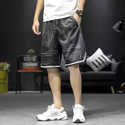 Tide brand ice shorts men's summer trend loose large size cotton Japanese Sports beach pants Joker five points pants