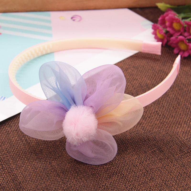 Korean high-grade silk yarn flower Children's hair band Girls headdress Hair band Non-slip tooth hair card sweet broken hair student