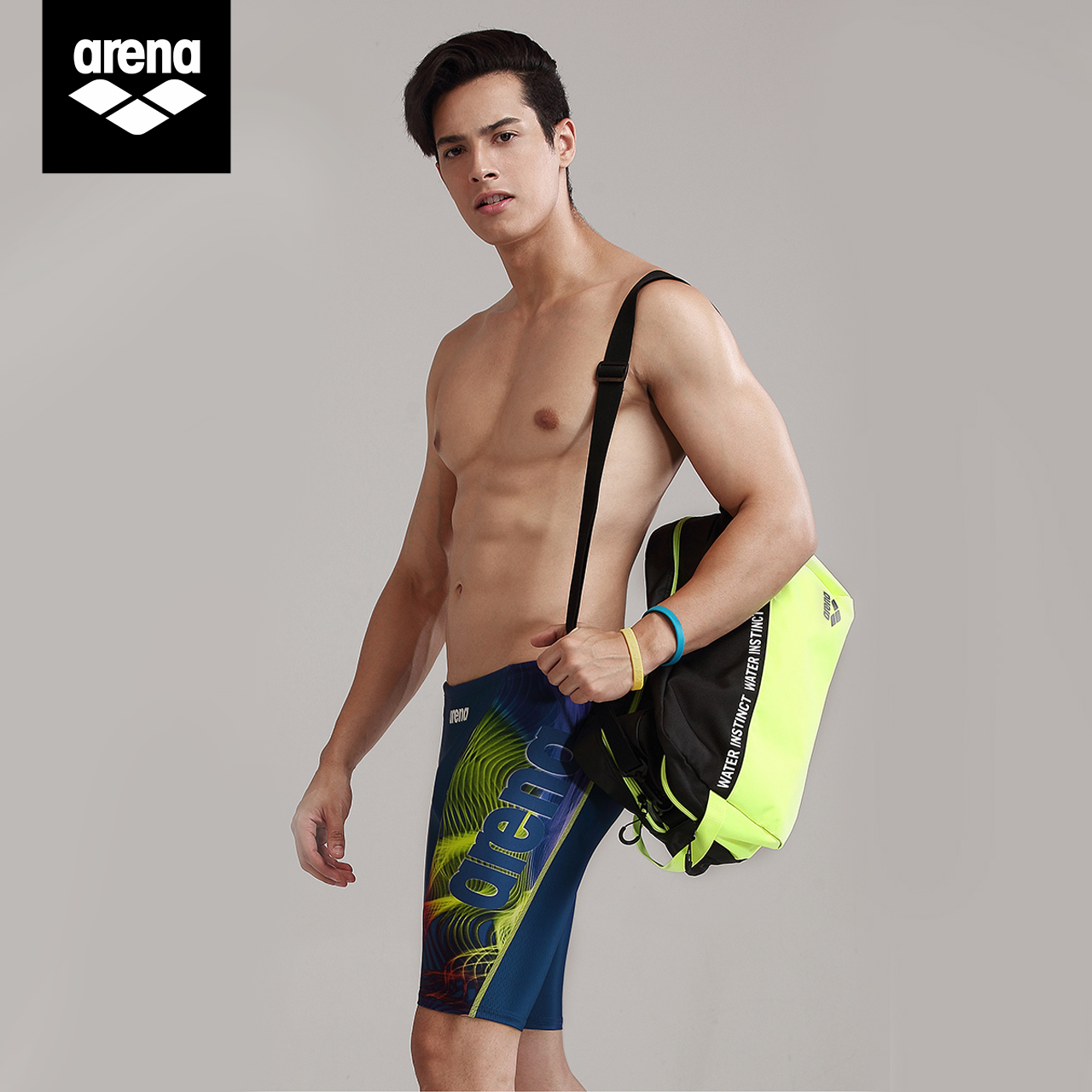 arena arena men's five-point swim trunks and knee professional training swimwear high elasticity water quick-drying anti-chlorine swimming trunks