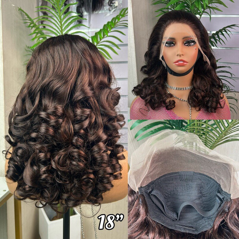 Cross-Border Brown Wavy Wig Frontal Sdd Glueless Wigs 18Inch 300g Cross-Border Brown Wavy Wig Frontal Sdd Glueless Wigs 18Inch 300g
