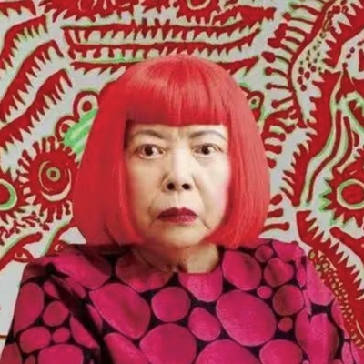 Yayoi Kusama Cosplay Red-Haired Rose Net Bob Short Straight Hair Thick Bangs Weird Old Lady Cosplay