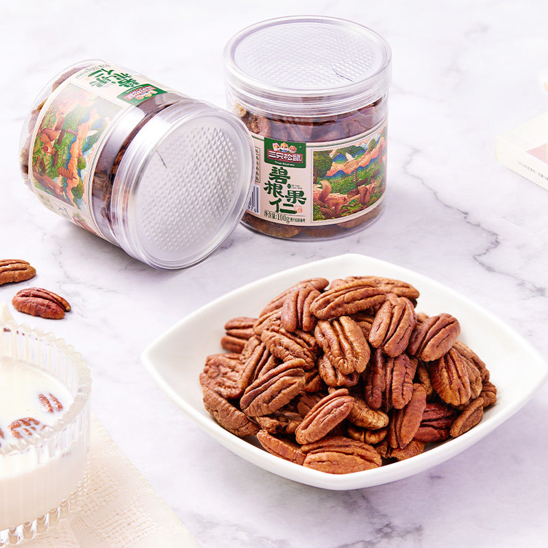 [Recommended by the Host] Three Squirrels Canned Pecan Nuts 100g X 3 Cans, Creamy Flavor, Snacks, Leisure, and Healthy