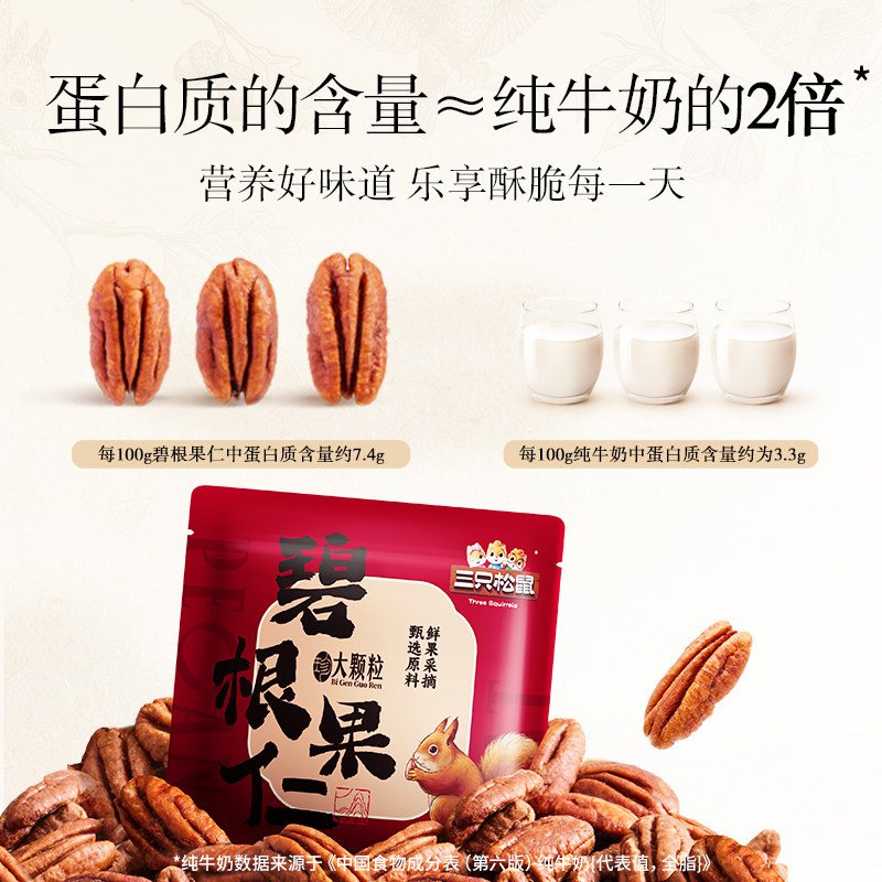 [Recommended by the Host] Three Squirrels Pecan Nuts 500g Box Large Kernels Rich Flavor Snack Healthy and Leisurely
