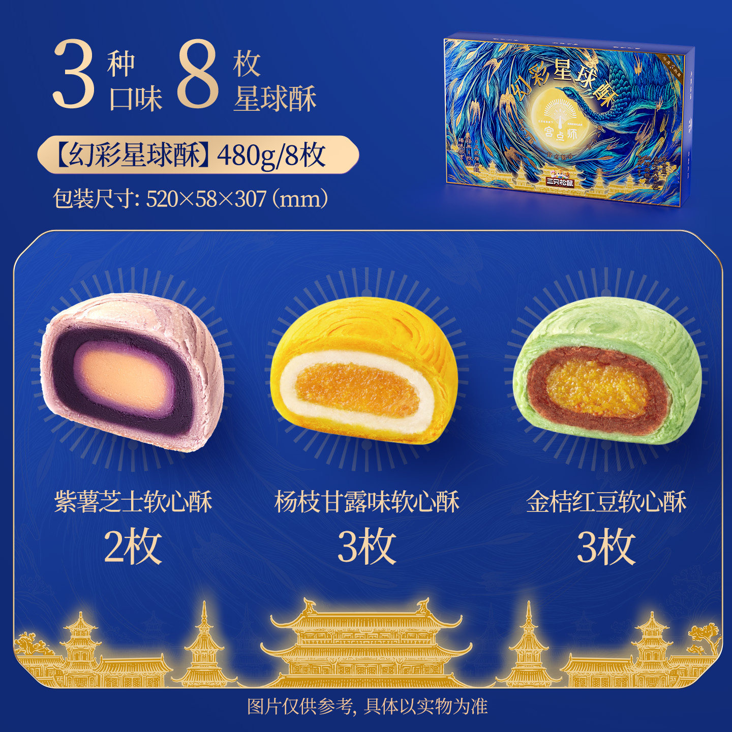Gongdianshi_Huancai Planet Pastry 480g Snack Food New Year Pastry High-End Gift with Three Squirrels