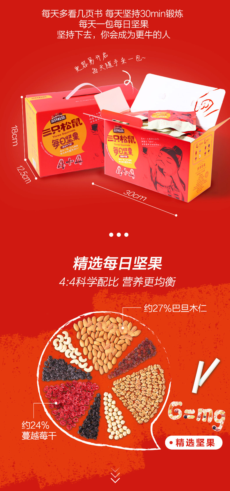 三只松鼠 每日坚果750g/30包 独立小包装 图1