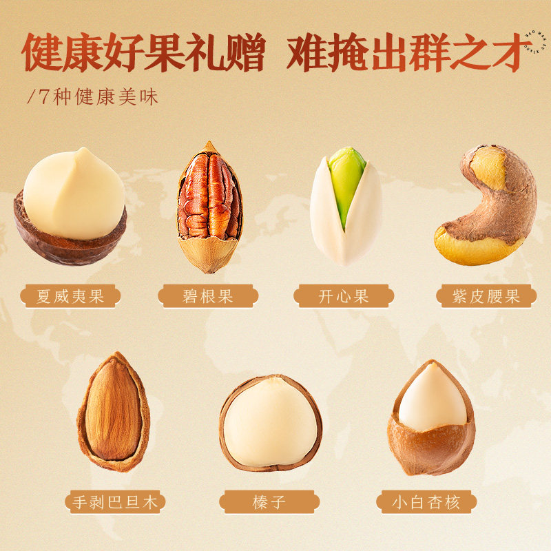 Three Squirrels_Golden Gift Jar Nut Gift Box 1460g/8 Cans, a Gift for Elders, Snack Gift Pack