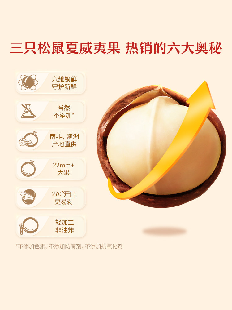 Three Squirrels_ Mass-Produced Macadamia Nuts 500g Large Pieces Canned Nuts Healthy Breakfast Snacks for Pregnant Women