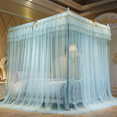 新款蚊帐1.5米1.8m床双人家用1.2网红落地支架加密加粗三开门纹账