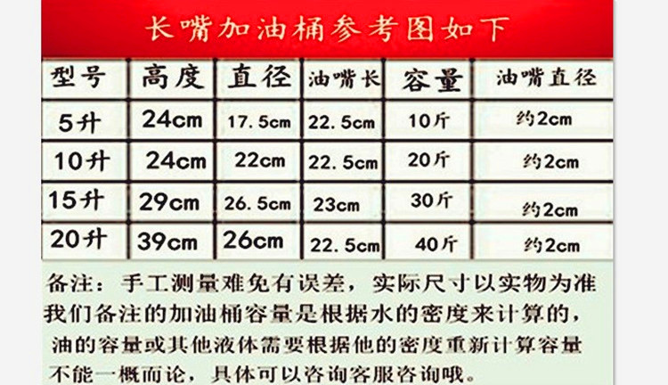 Long nozzle with lid refueling barrel gasoline barrel car motorcycle spare fuel tank 20 liters 15 liters with filter refueling pot