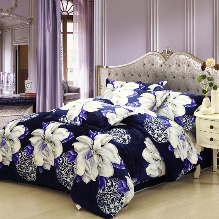 Mỗi ngày pháp luật đặc biệt mùa đông nhung san hô dày Levin cashmere flannel gia đình Hàn Quốc bốn áp dụng tấm gối - Bộ đồ giường bốn mảnh chăn ga gối đệm giá rẻ