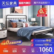 Temple of Heaven furniture Wrought iron bed Simple modern double iron frame bed 1 8 meters 1 5m thick European princess bed Iron bed