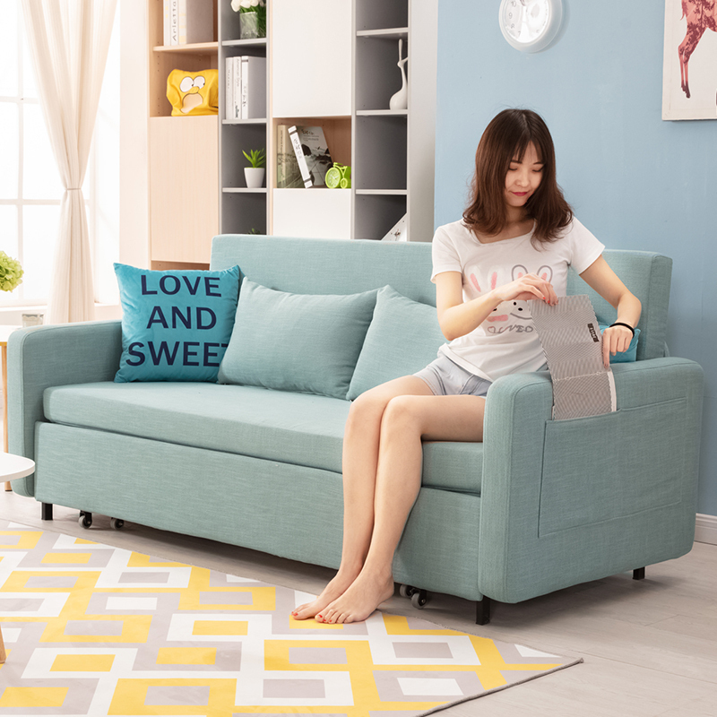 Titan furniture folding sofa bed multifunction telescopic Nordic minimalist modern living room Small family sofa Q