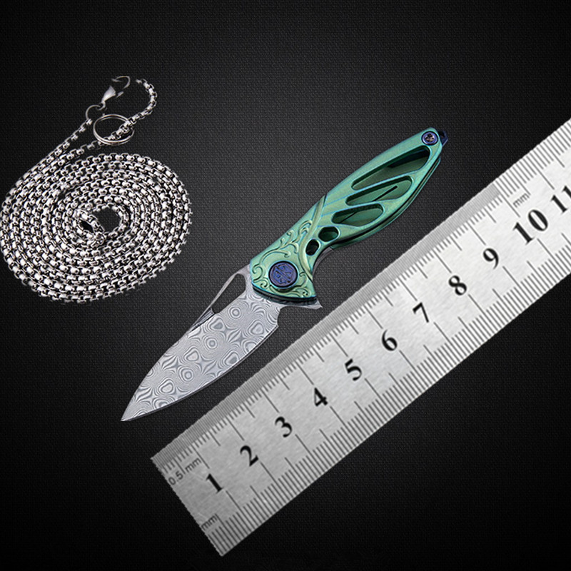 Rikeknife Mini Hummingbird Folding Knife Damascus Steel Edc Outdoor Portable Sharp Small Knife