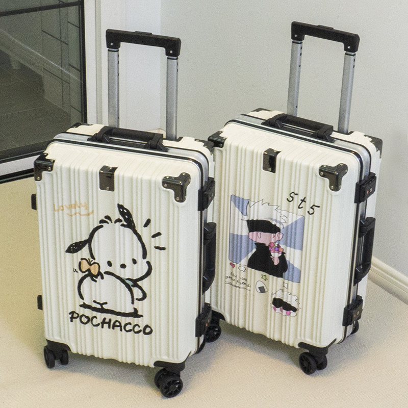 High-quality cartoon-style suitcase for women, 2024 new style, travel suitcase, student trolley case, large capacity, 24-inch combination lock suitcase for men.