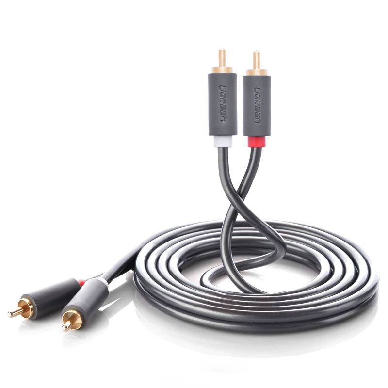 Аудиокабель UGREEN Green Union AV104 2RCA в 2 RCA, красный и белый, двойная лотосная аудиокабель