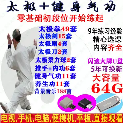 Taijiquan teaching film tutorial HD UUSB flash drive zero basic stage to High section Chen Yang style fan sword 24 Style