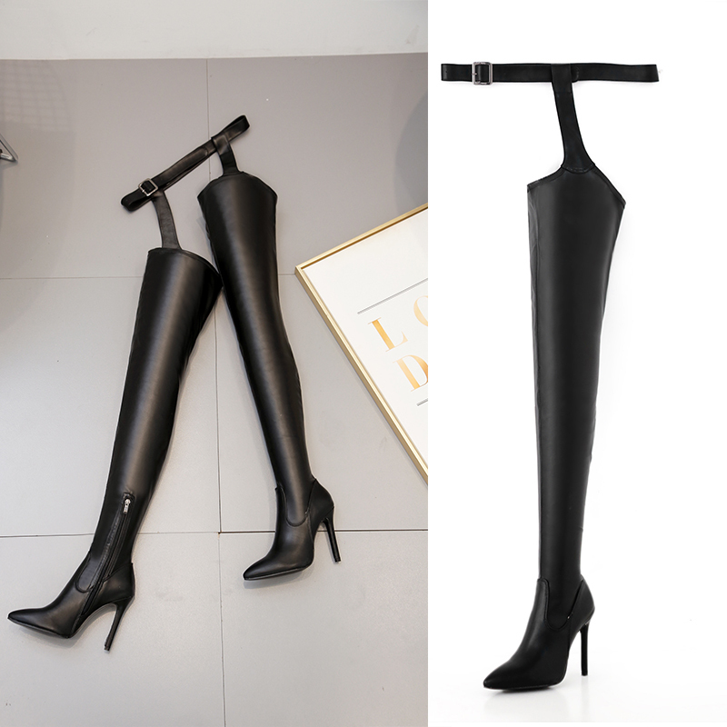 Over-The-Knee Leather Boots for Women, European and American Style, Sexy and Fashionable, Over-The-Knee Boots for Catwalk Models, Stiletto Heels, Ultra-High Heels